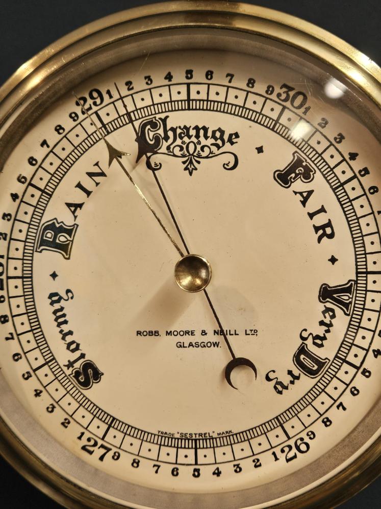 Quality Edwardian Brass Bulk Head Barometer  - Image 4