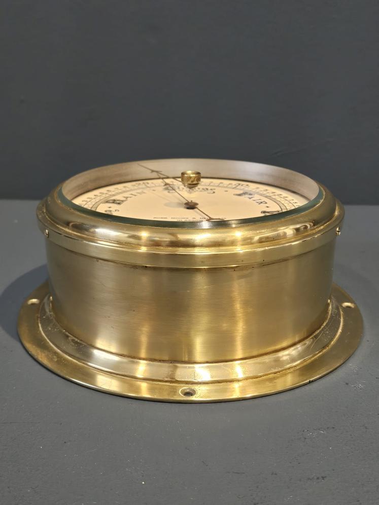 Quality Edwardian Brass Bulk Head Barometer  - Image 3