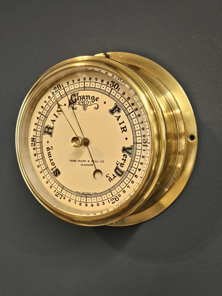 Quality Edwardian Brass Bulk Head Barometer  - Image 2