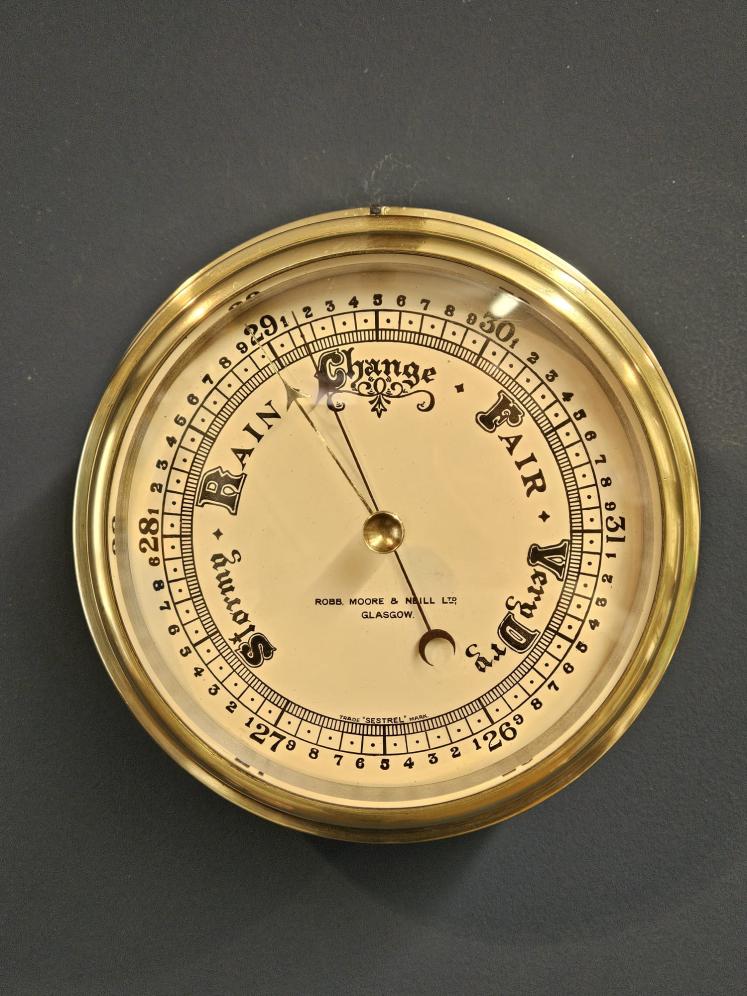 Quality Edwardian Brass Bulk Head Barometer  - Image 1