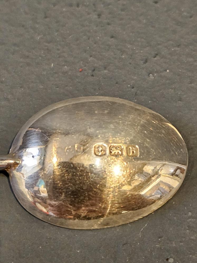 Set of 6 George V Coffee Bean Silver Coffee Spoons - Image 3