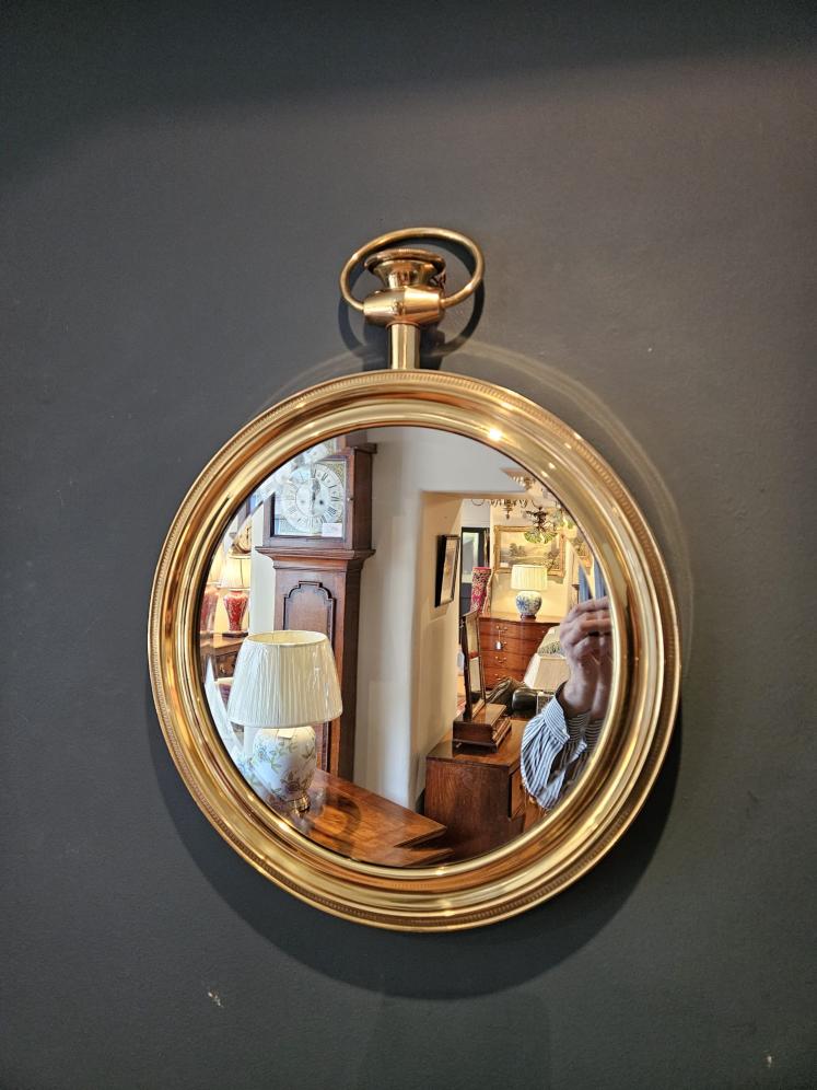 1950's Italian Gilt Brass Pocket Watch Mirror - Image 6