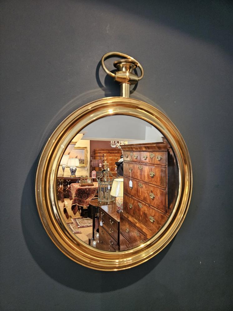 1950's Italian Gilt Brass Pocket Watch Mirror - Image 5