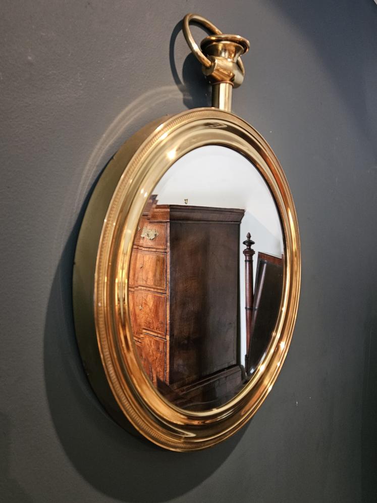 1950's Italian Gilt Brass Pocket Watch Mirror - Image 3