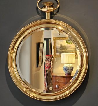 1950's Italian Gilt Brass Pocket Watch Mirror - Image