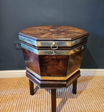 Superb George III Mahogany Brass Bound Wine Cooler with Original Interior - Image
