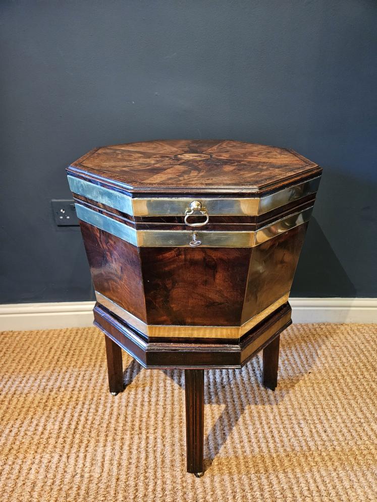 Superb George III Mahogany Brass Bound Wine Cooler with Original Interior - Image 1