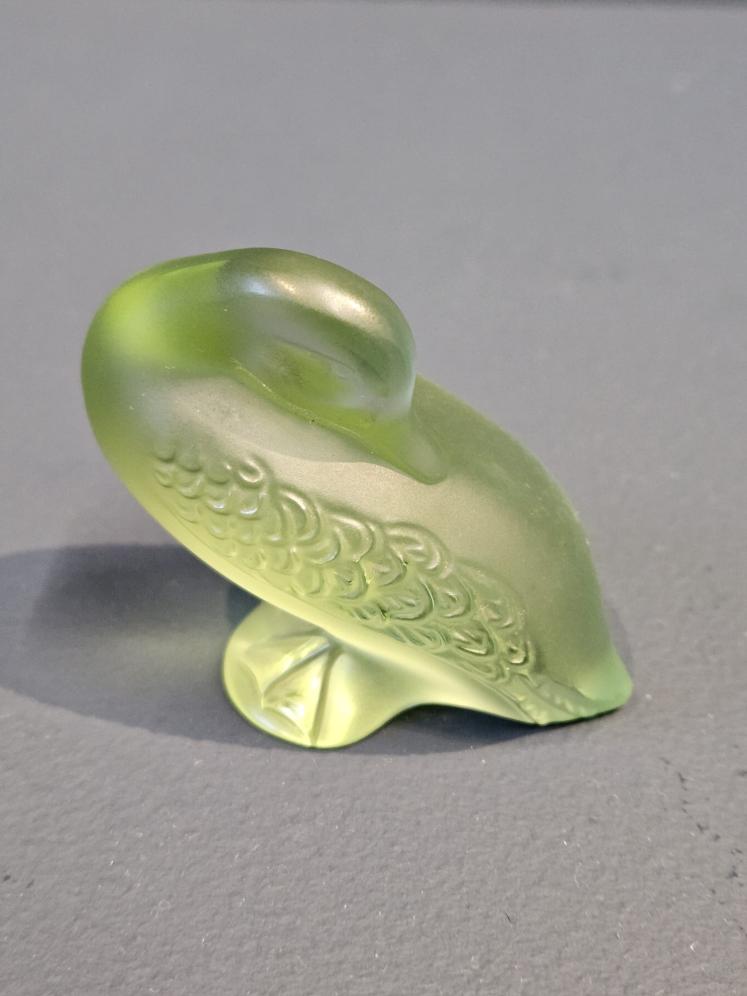 Lalique Green Opalescent Preening Duck - Image 4