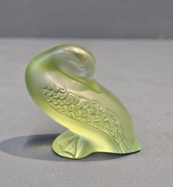 Lalique Green Opalescent Preening Duck - Image