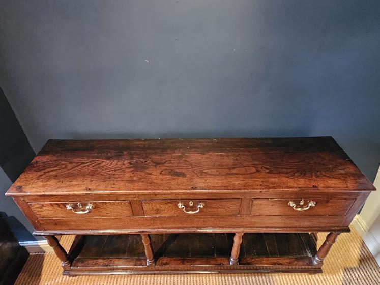 George II Country House Oak Open Pot Board Dresser - Image 4