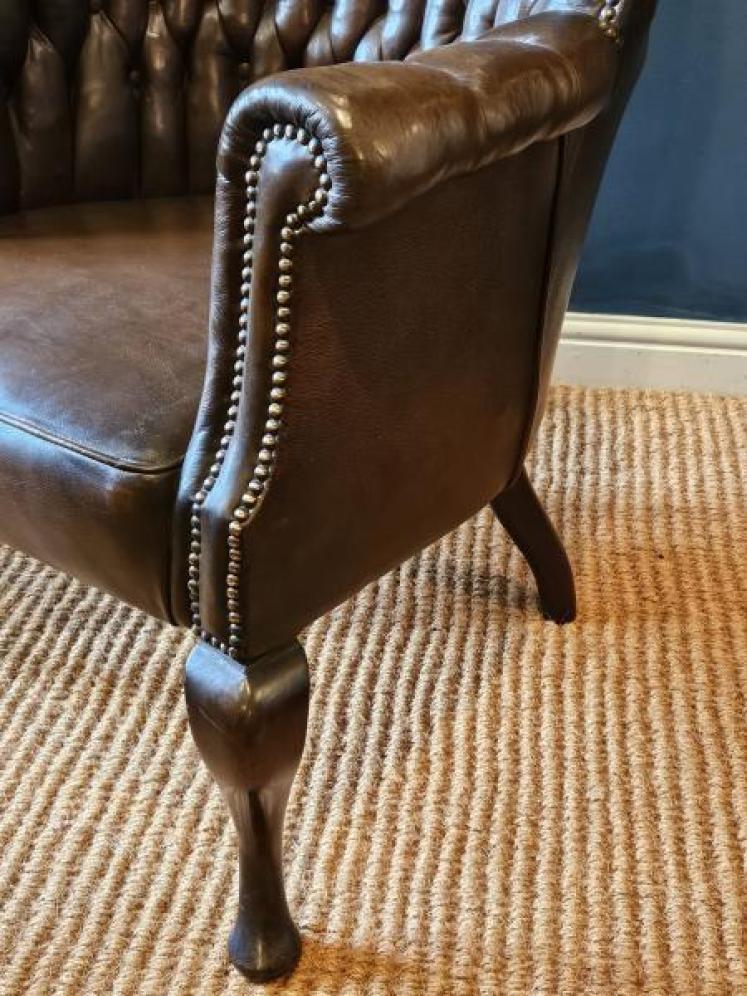 Superb Victorian Leather Button Back Arm Chair  - Image 4