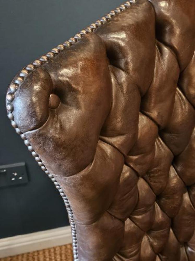 Superb Victorian Leather Button Back Arm Chair  - Image 3