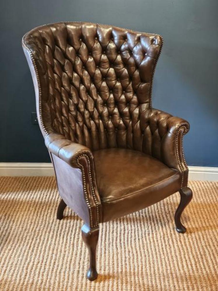 Superb Victorian Leather Button Back Arm Chair  - Image 1