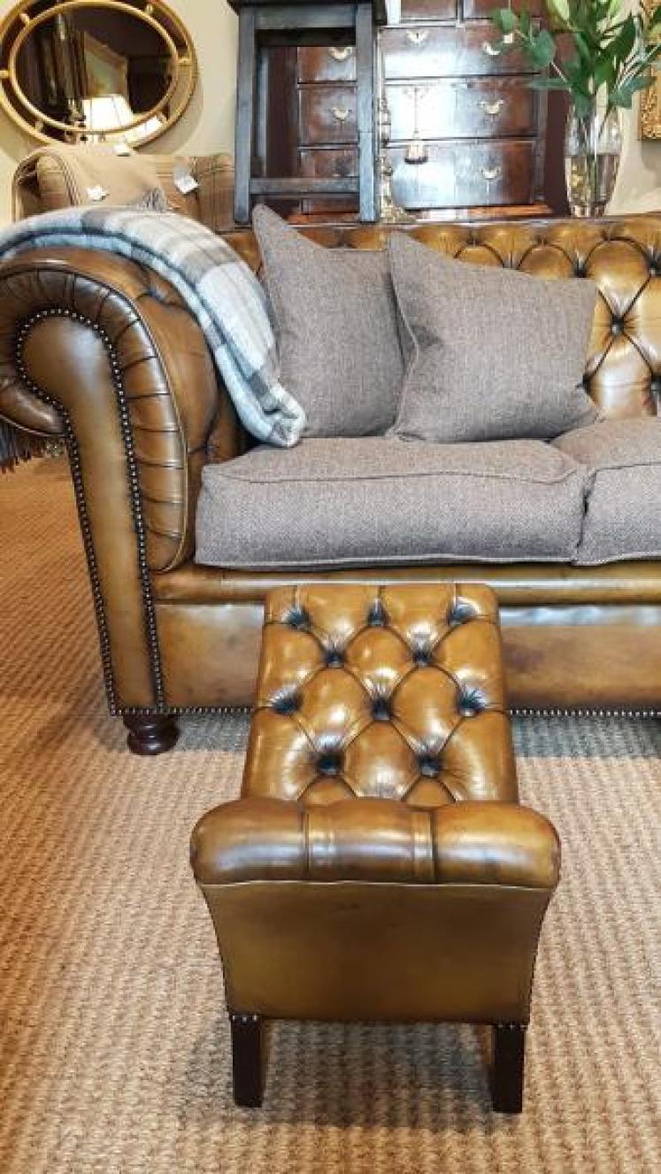 1930's Leather Foot Stool  - Image 6