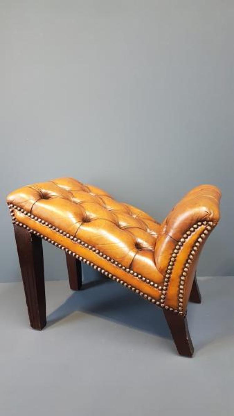1930's Leather Foot Stool  - Image 5