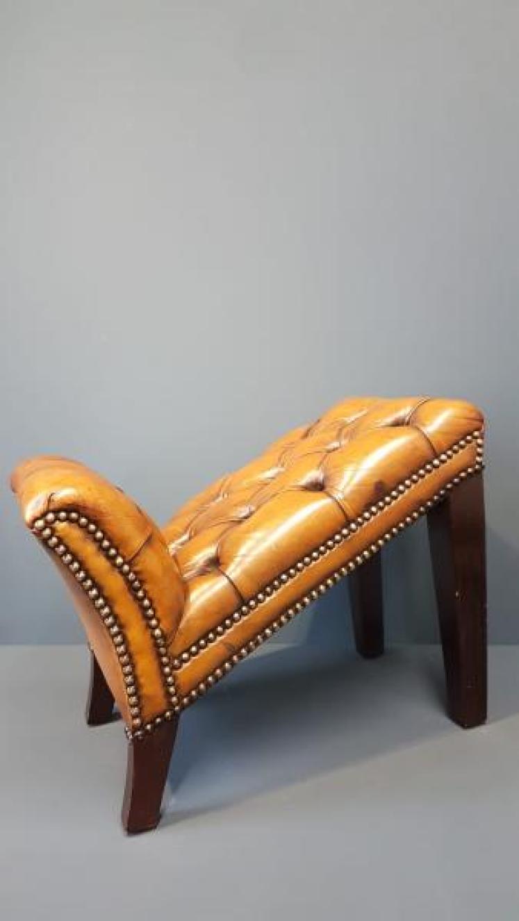 1930's Leather Foot Stool  - Image 1