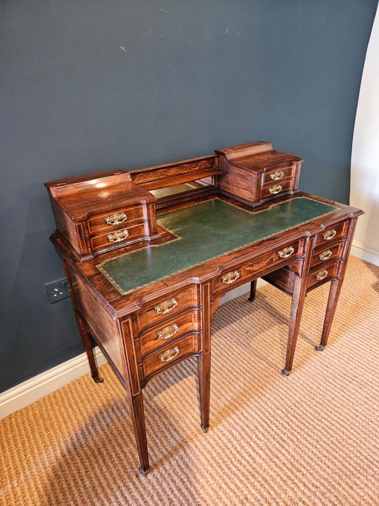 Edwardian Inlaid Rosewood Desk - Image 1