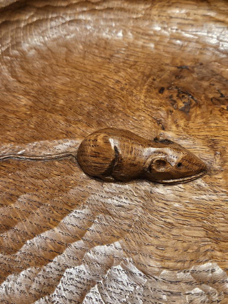 Superb 1950's Thompsons of Kilburn  Mouseman 12" Shallow Bowl  - Image 5