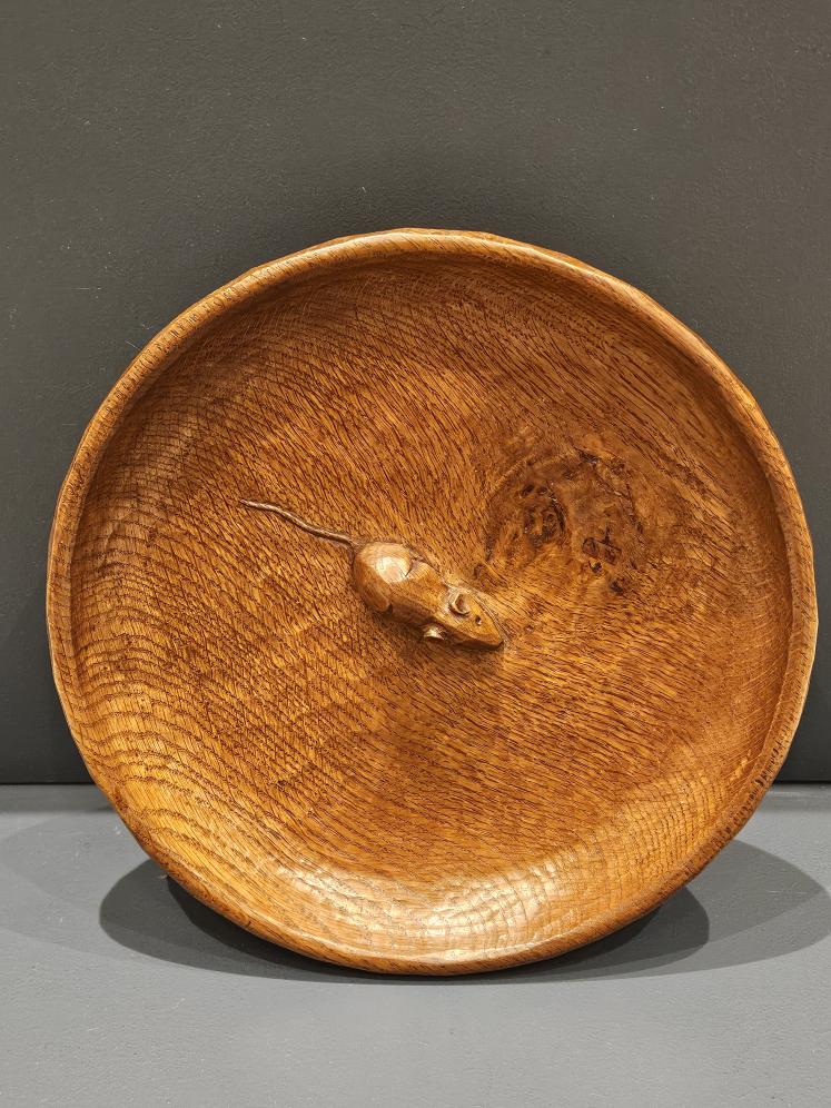Superb 1950's Thompsons of Kilburn  Mouseman 12" Shallow Bowl  - Image 2