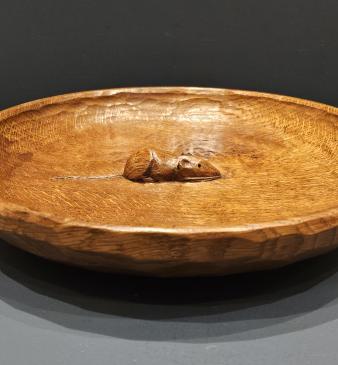 Superb 1950's Thompsons of Kilburn  Mouseman 12" Shallow Bowl  - Image