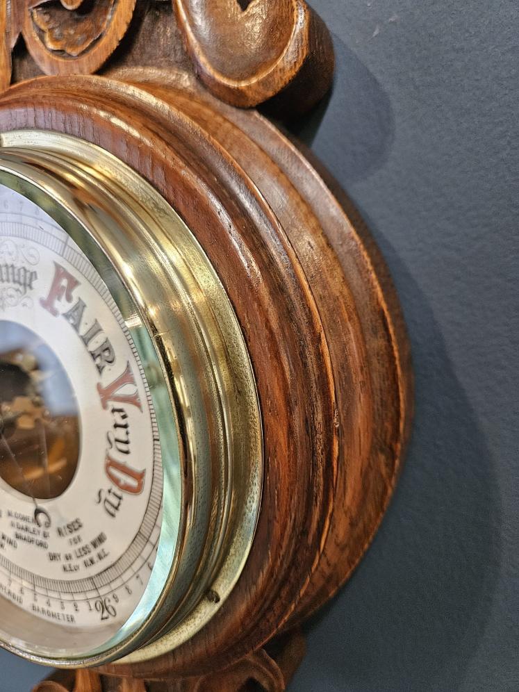 Small Skeletonised Movement Banjo Barometer with Porcelain Dial - Image 5