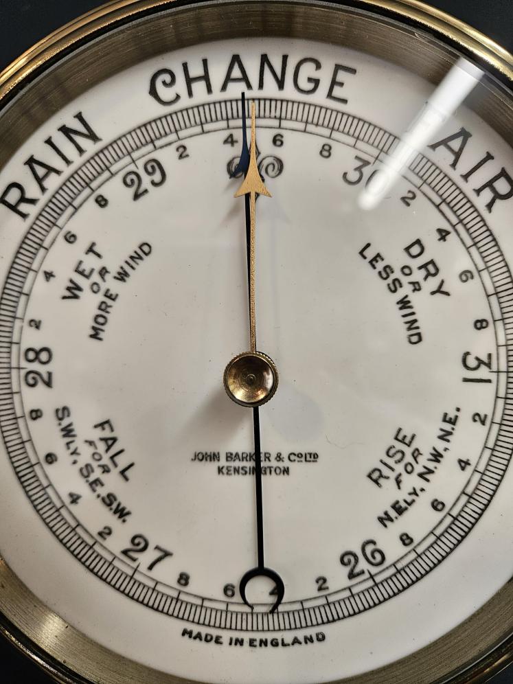 Late Victorian Brass Bulk Head Barometer by Barkers of Kensington - Image 4
