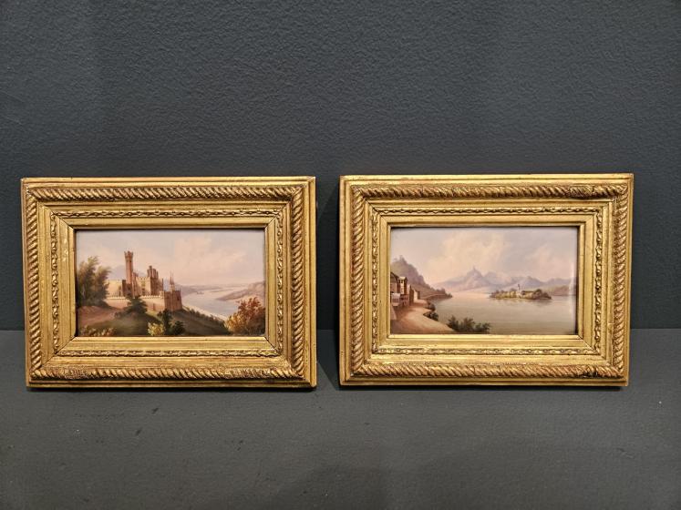 Pair of Victorian Hand Painted Porcelain Plaques - Image 1