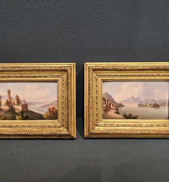 Pair of Victorian Hand Painted Porcelain Plaques - Image