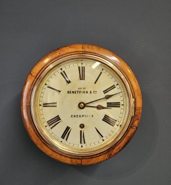 Small Victorian Walnut Cased 8" Dial Clock - Image