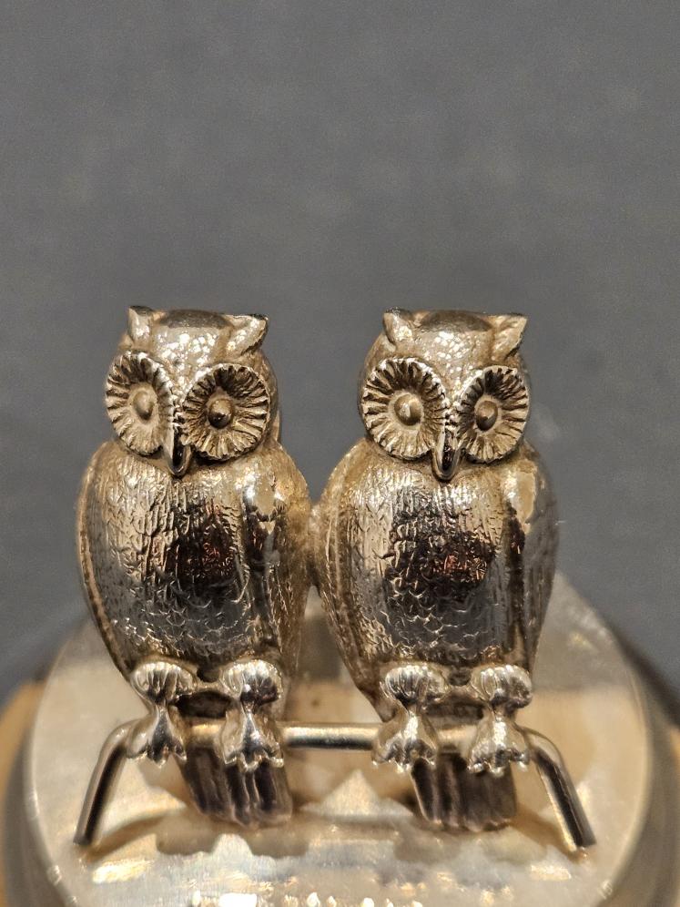 Silver Owls on Perch Place Card Holder - Image 3