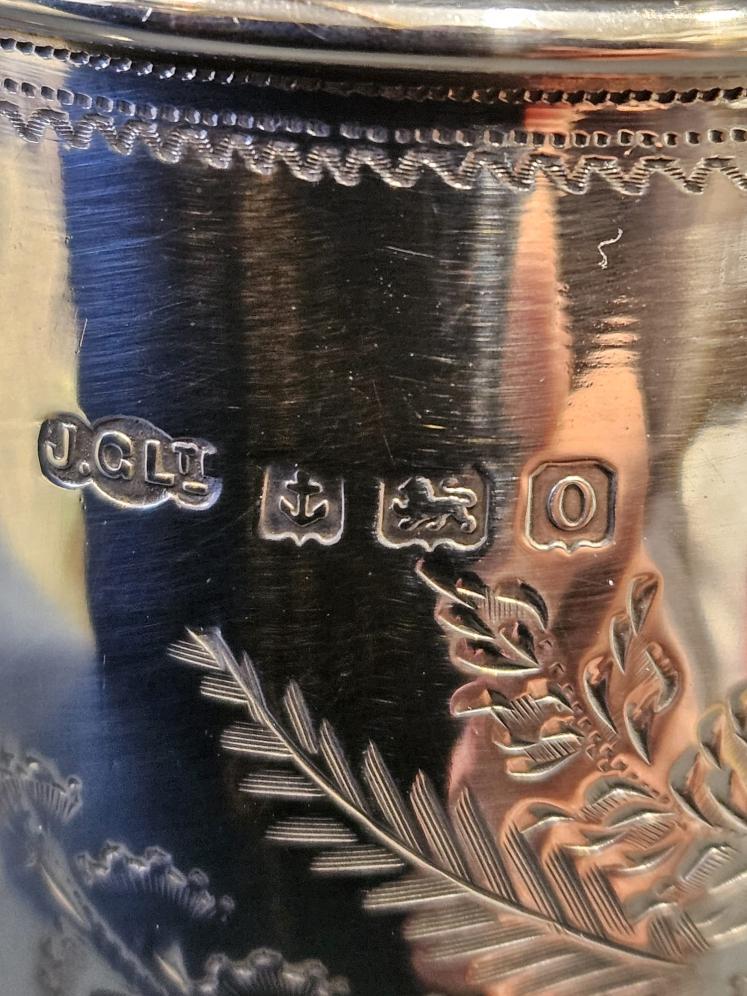 George V Floral Engraved Silver Mug - Image 6