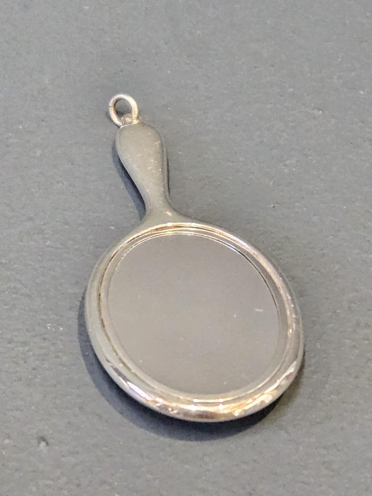 Edwardian Silver and Royal Blue Enamel Peek Mirror - Image 3