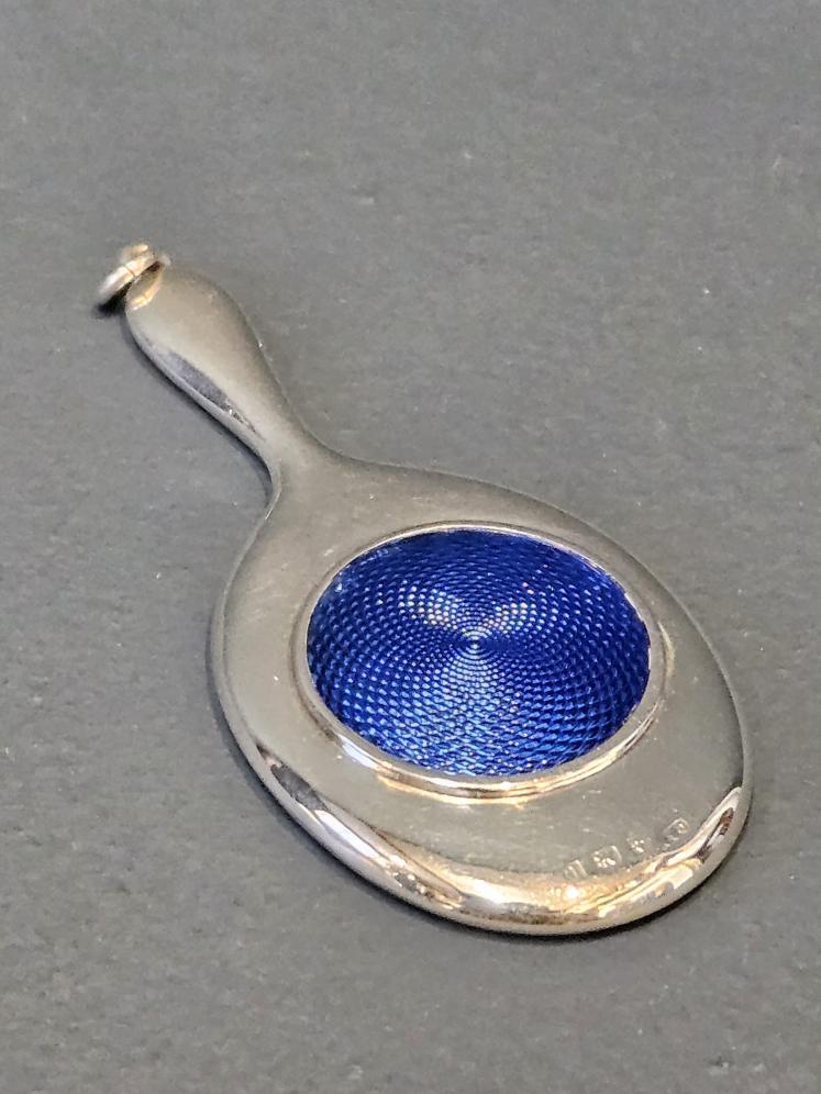 Edwardian Silver and Royal Blue Enamel Peek Mirror - Image 1