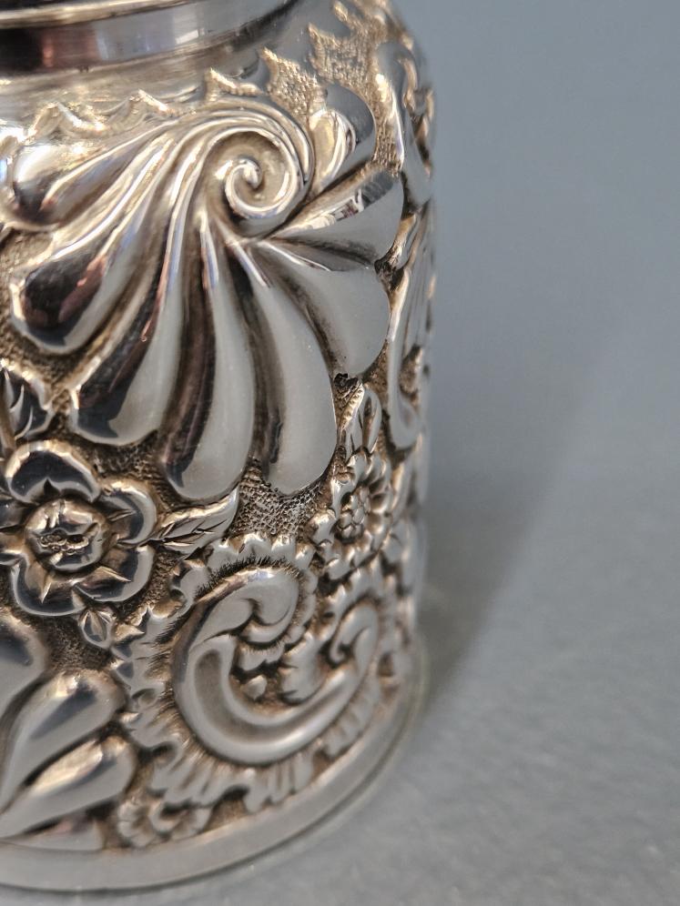 Large Victorian Silver  Cologne Bottle With Glass Liner - Image 5