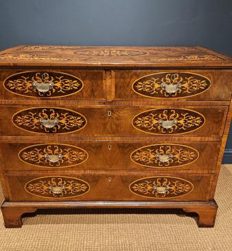 George III Inlaid Walnut Chest of Drawers