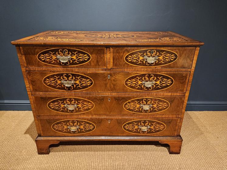 George III Inlaid Walnut Chest of Drawers - Image 1