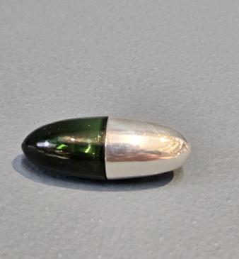 Victorian Silver and Enamel Glass Torpedo Scent Bottle 