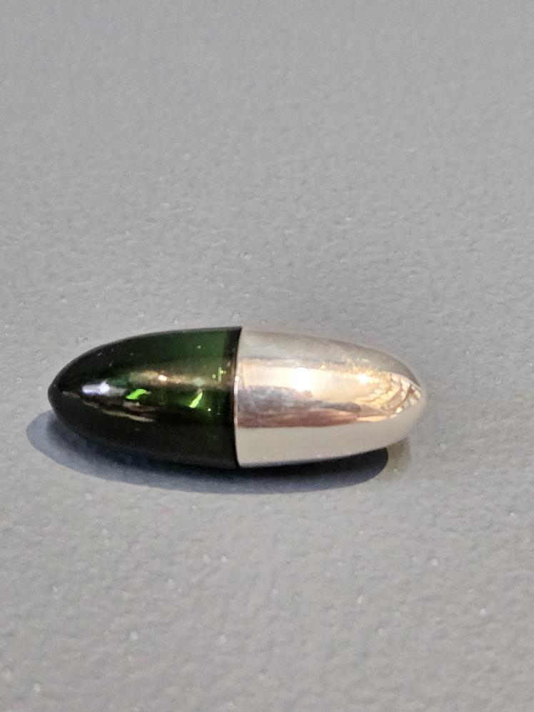 Victorian Silver and Enamel Glass Torpedo Scent Bottle  - Image 1
