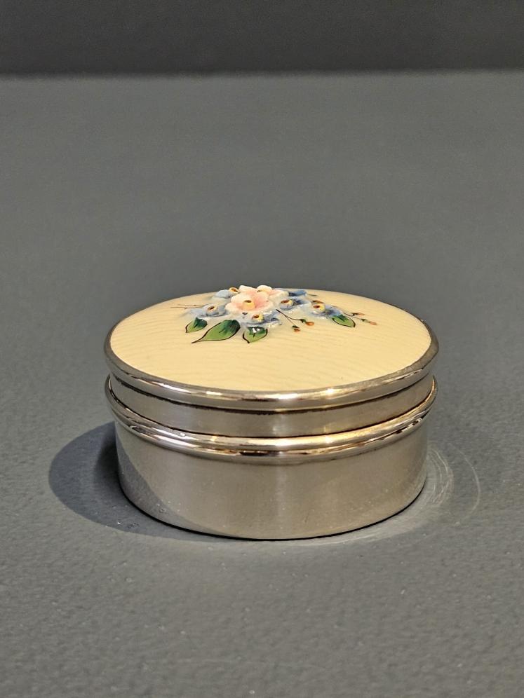 Silver Table Box with Floral Porcelain Lid - Image 5