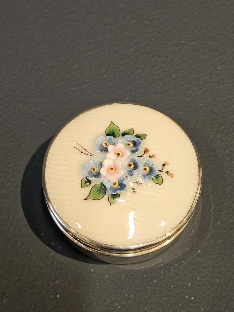 Silver Table Box with Floral Porcelain Lid - Image 4