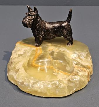 1920's Cold Painted Bronze Scottie Dog Desk Tidy 