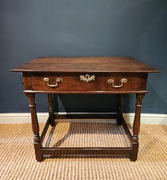 George I Oak Single Drawer Side Table - Image