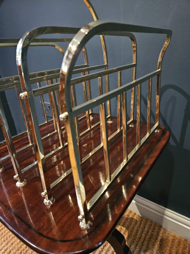 Victorian Mahogany and Brass Framed Magazine Stand - Image 8