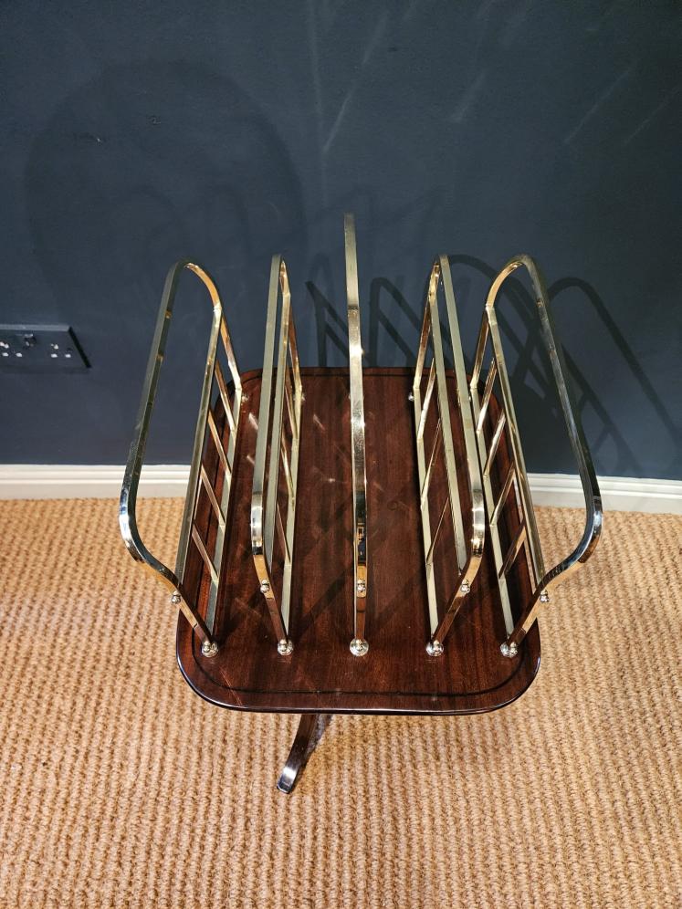 Victorian Mahogany and Brass Framed Magazine Stand - Image 7