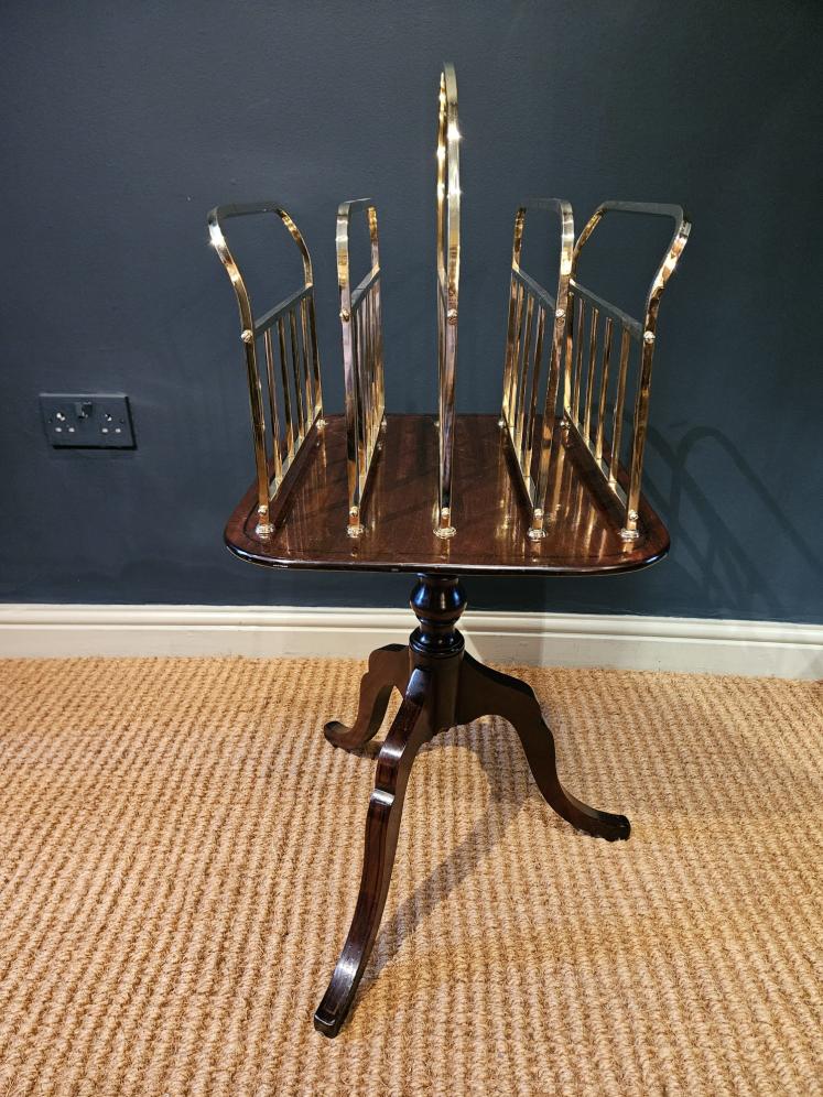 Victorian Mahogany and Brass Framed Magazine Stand - Image 5