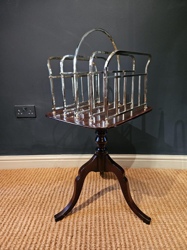 Victorian Mahogany and Brass Framed Magazine Stand - Image 4