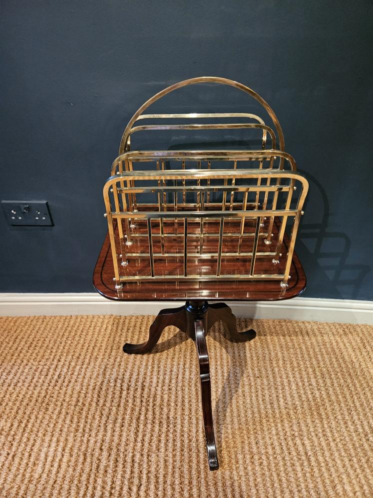 Victorian Mahogany and Brass Framed Magazine Stand - Image 2