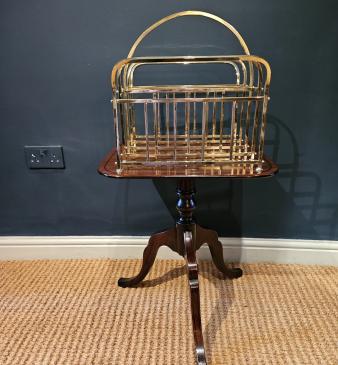 Victorian Mahogany and Brass Framed Magazine Stand - Image