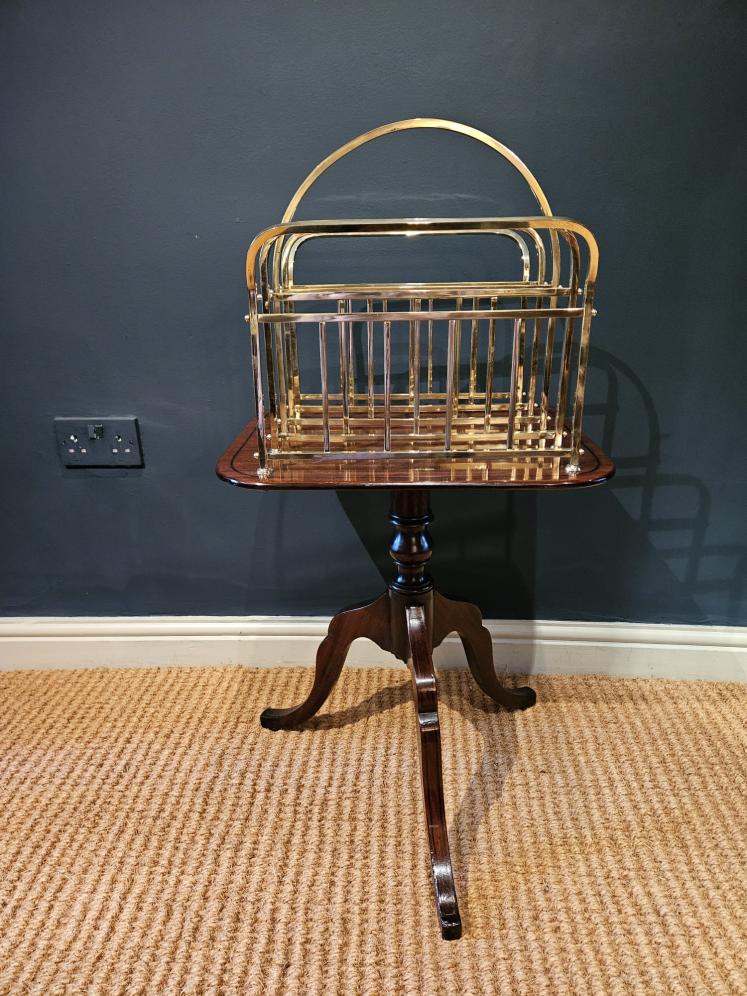 Victorian Mahogany and Brass Framed Magazine Stand - Image 1