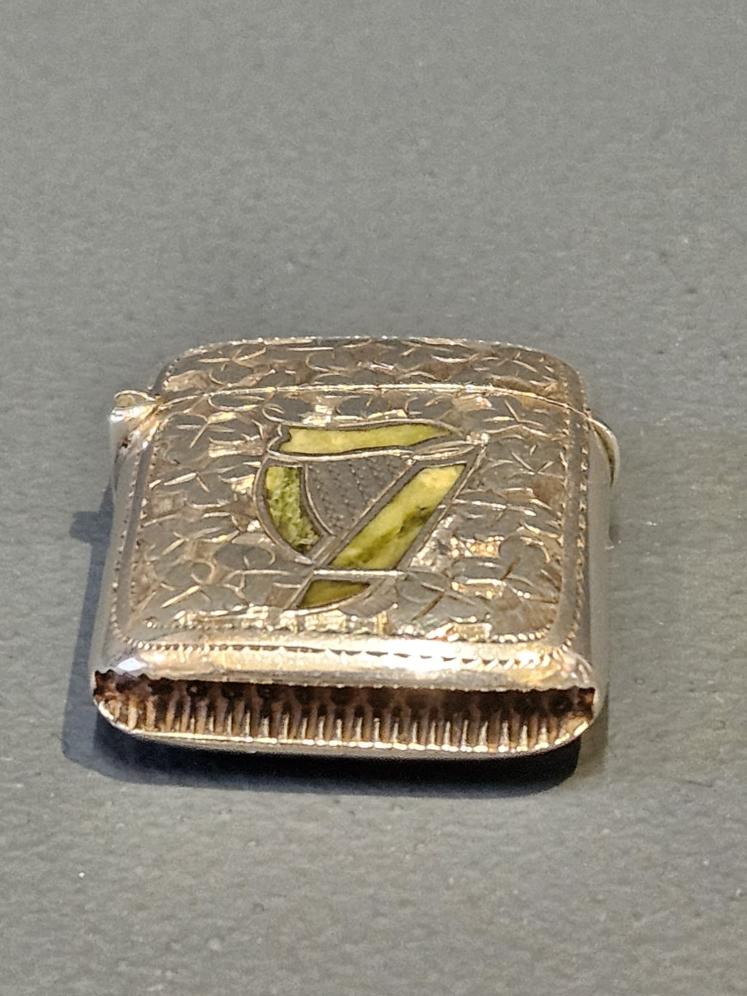 Edwardian Silver and Agate Harp Design Vesta Case - Image 5